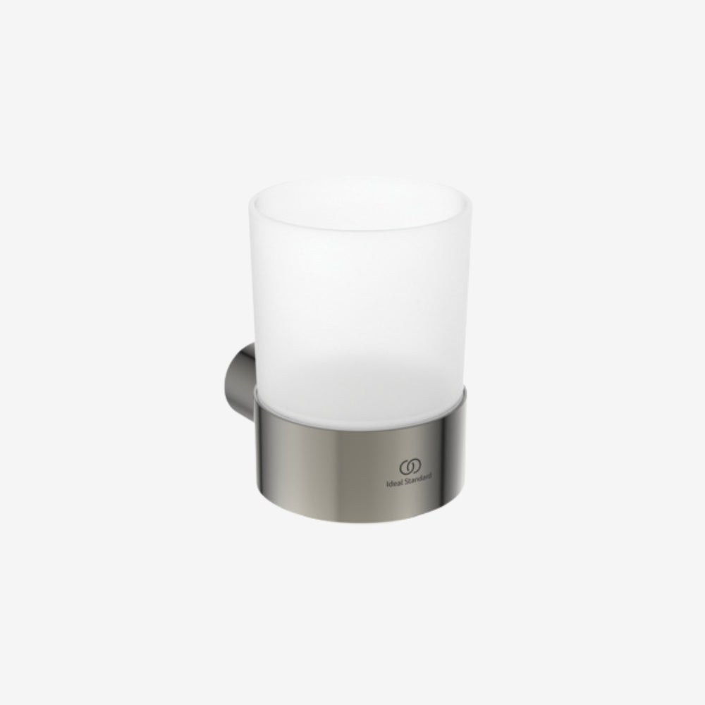 Ideal Standard Conca Metal & Frosted Glass Polished Rounded Wall Mounted Tumbler Holder 68 × 95 × 97 mm