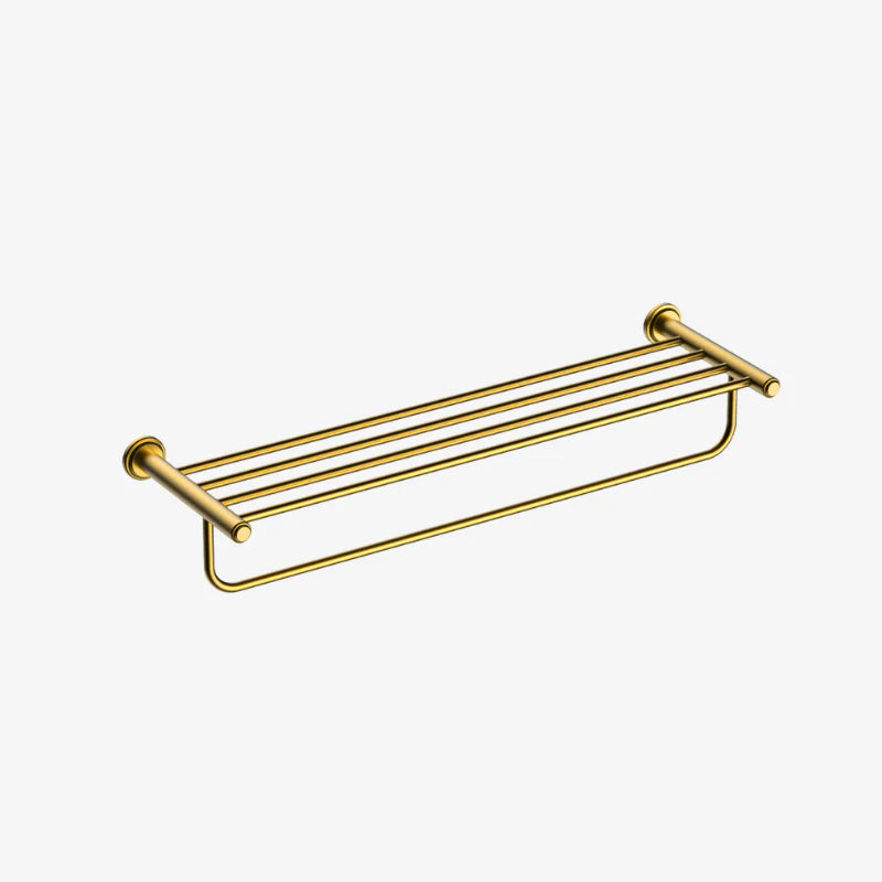 Ruby Towel Shelf Brass Body with Curved Pattern