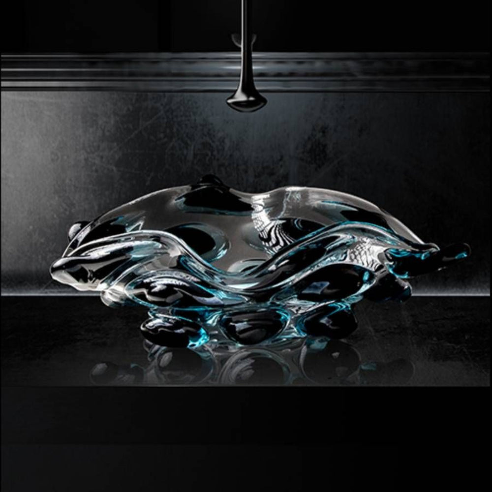Clear Glass with Blue-Black Beads