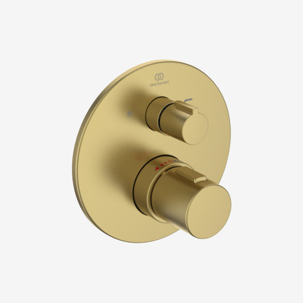 Ideal Standard Ceratherm T100 PVD-Coated Brass Round Wall Mounted Built-In Bath & Shower Thermostatic Mixer with Diverter 105 x 163 x 163 mm