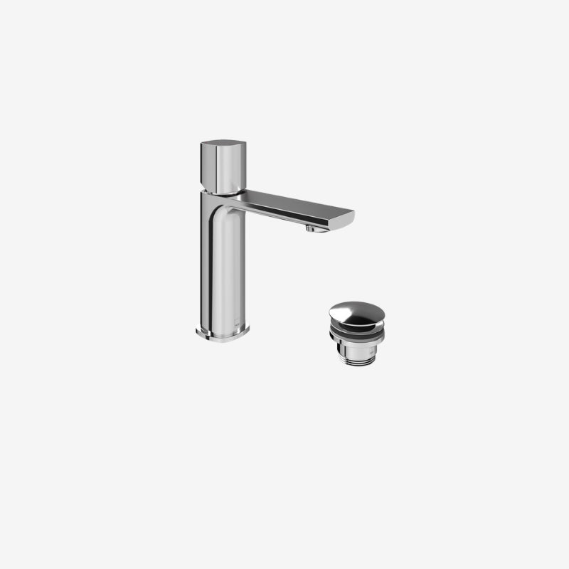 VADO Cameo 1-Hole Deck-Mounted Leverless Mono Basin Mixer with Universal Basin Waste 5 L/min 160 x 39 x 184 mm