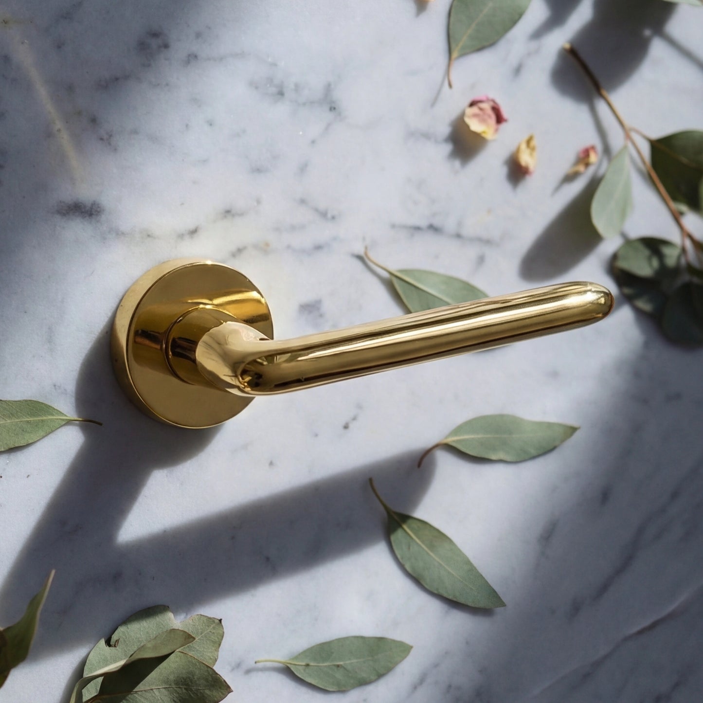 Claudia Lever Handle on Round Rose & Cylinder Escutcheon