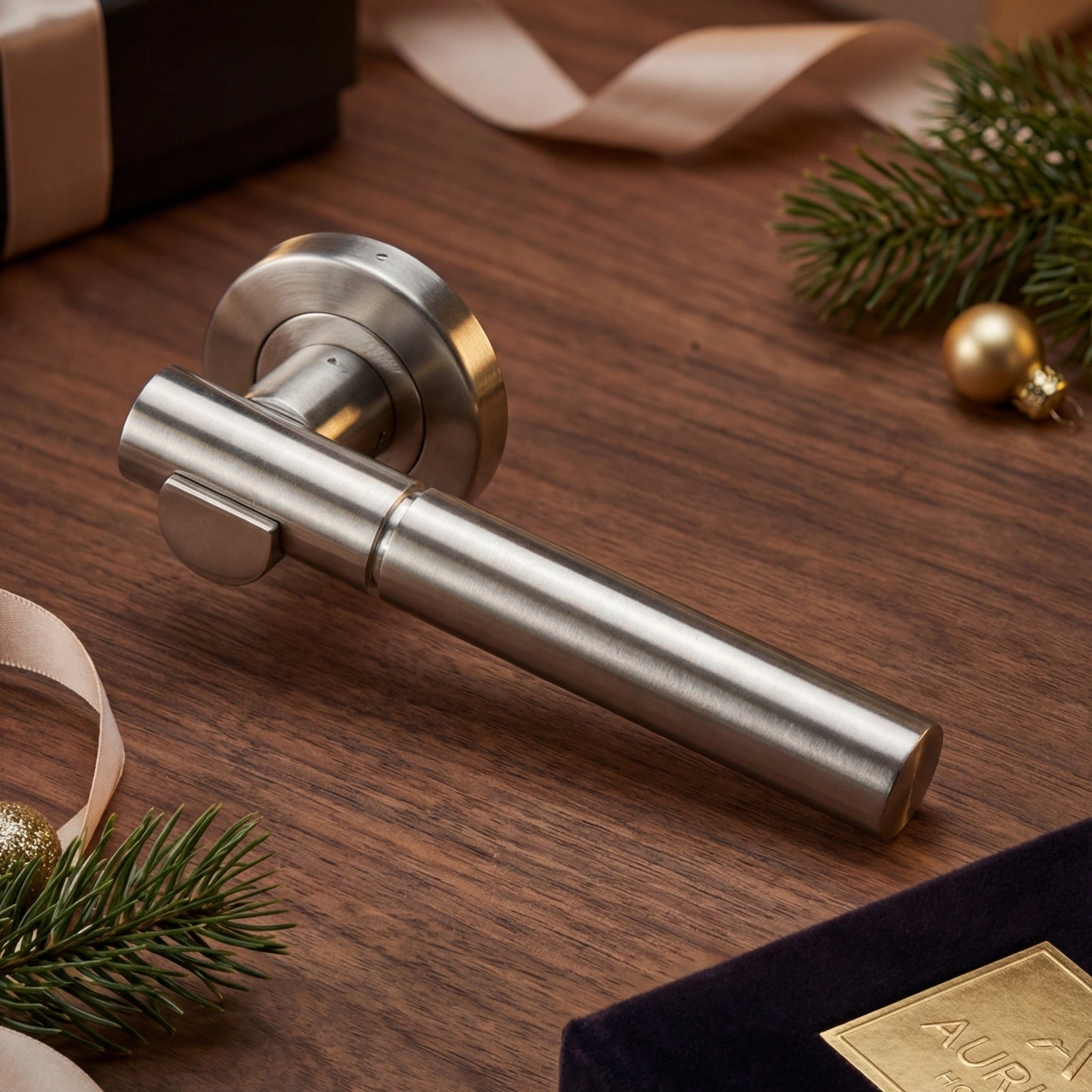 Eros Lever Handle on Round Rose & Cylinder Escutcheon