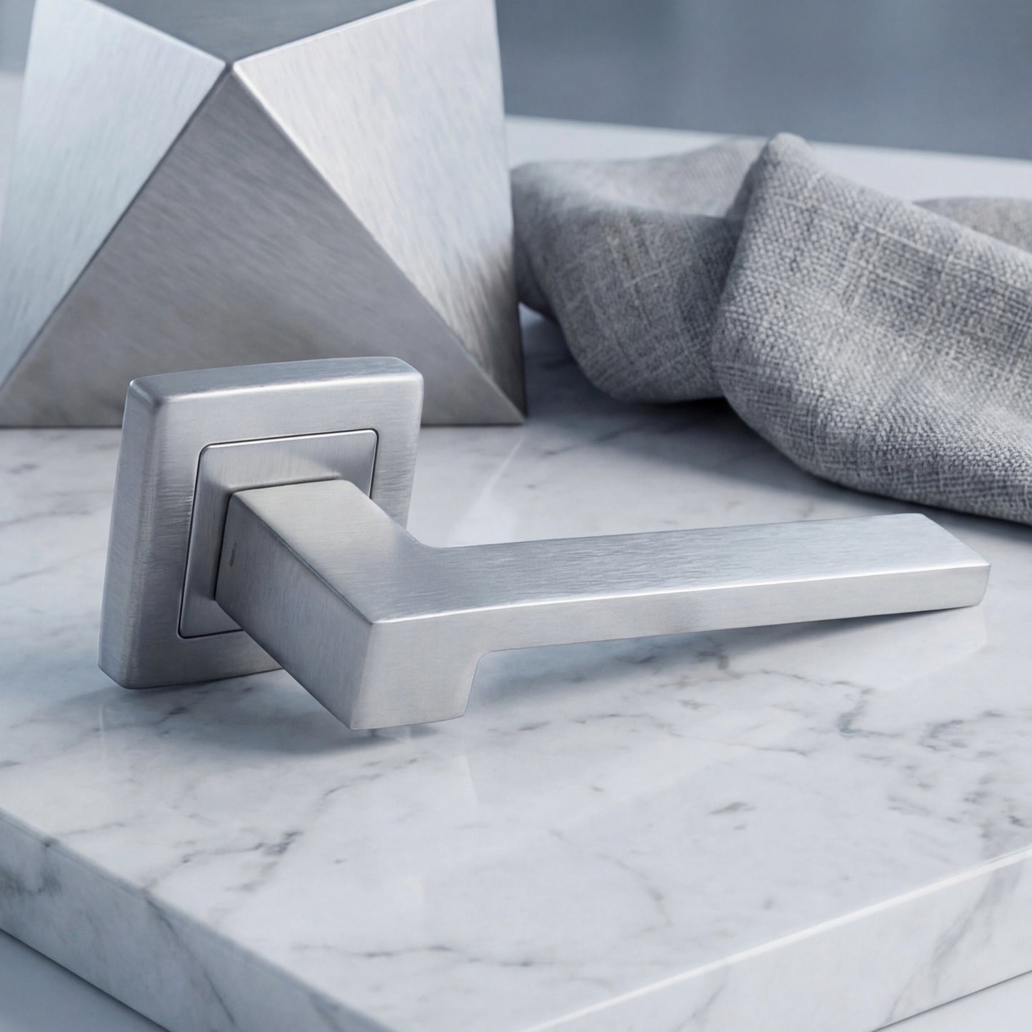 Elle Lever Handle on Round Rose & Cylinder Escutcheon
