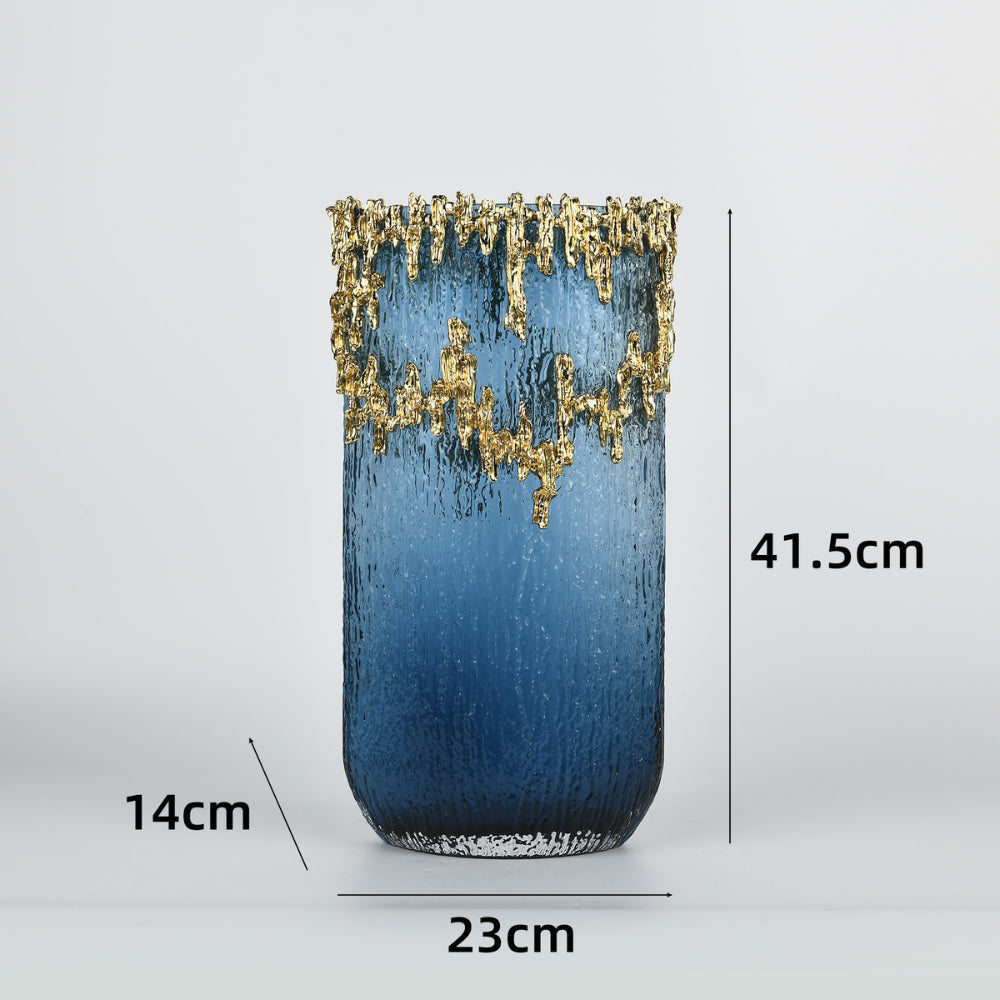 Azure Gilded Glass Vase, Large