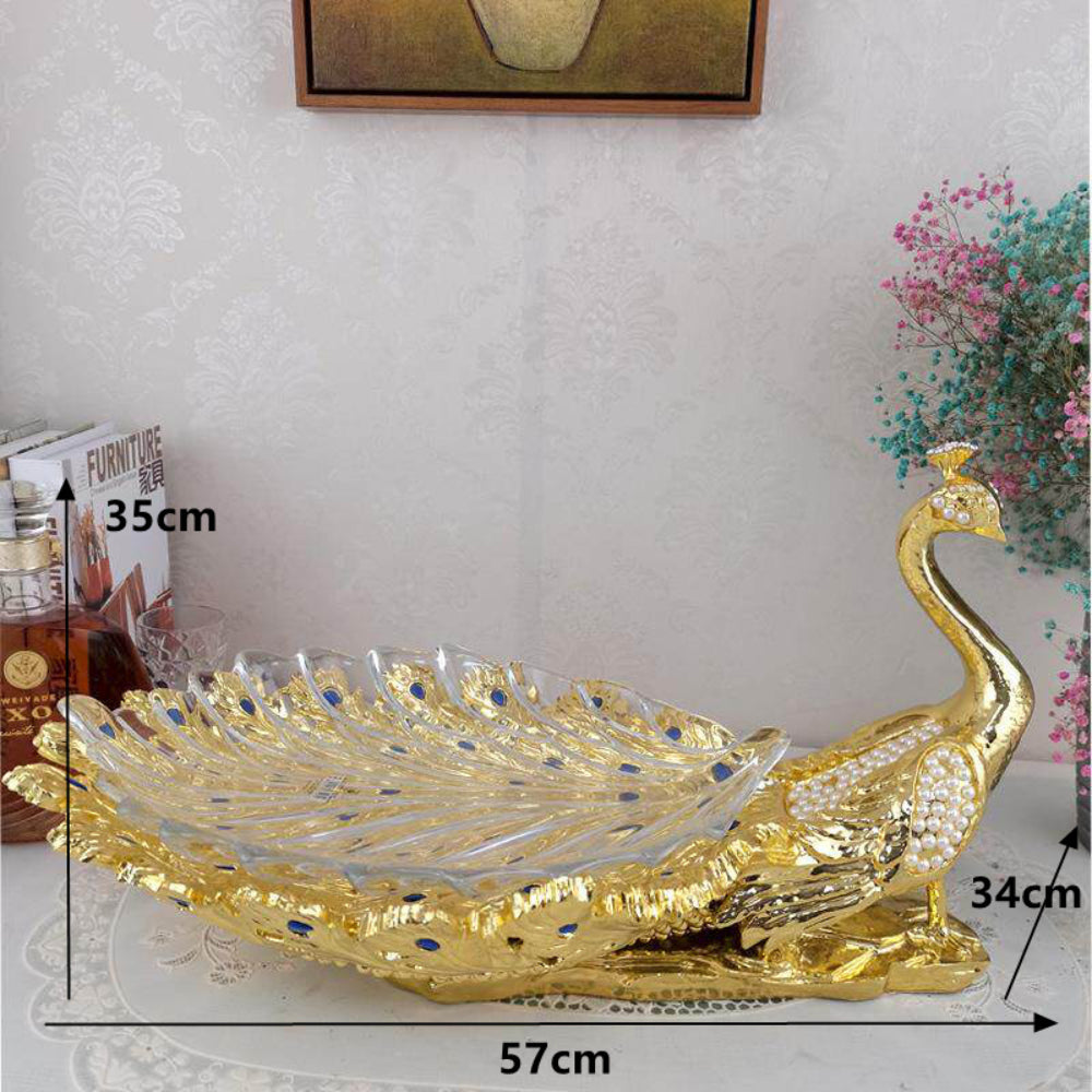 Peacock Decorative Bowl White & Gold