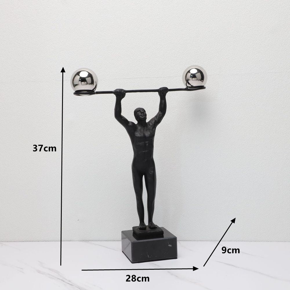 Abstract Weightlifting Sculpture Metal Marble