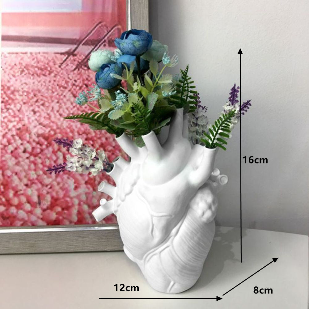 Anatomical Heart Vase White Resin