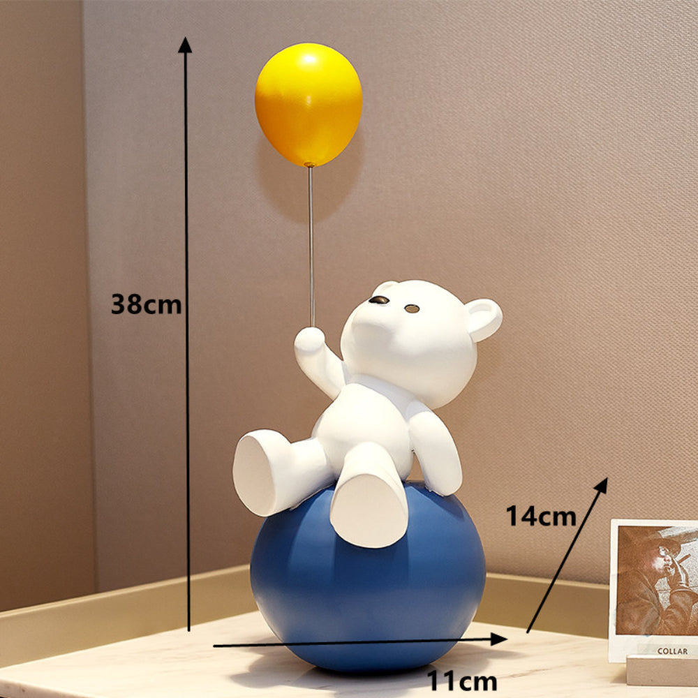 Bear Balloon Sculpture Resin Decor