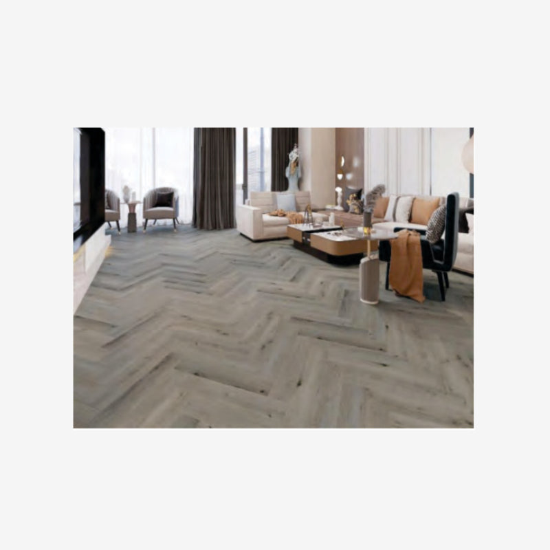 SPC Herringbone Flooring Silver Gray 5x127×620 mm