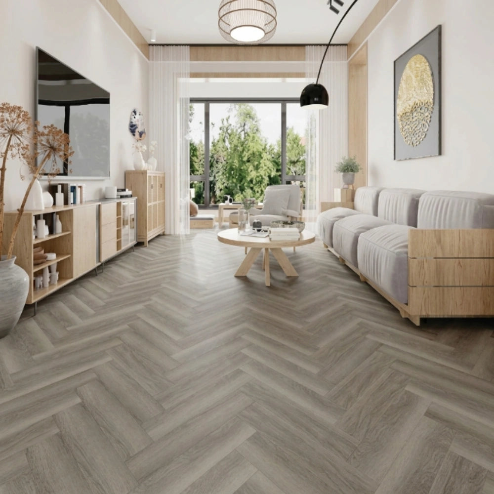 SPC Flooring Herringbone – Ash Gray | 127x620x5.0mm