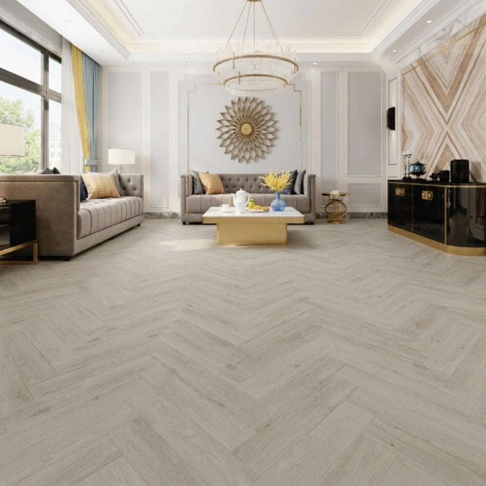 SPC Flooring Herringbone – Lagoon White | 127x620x5.0mm
