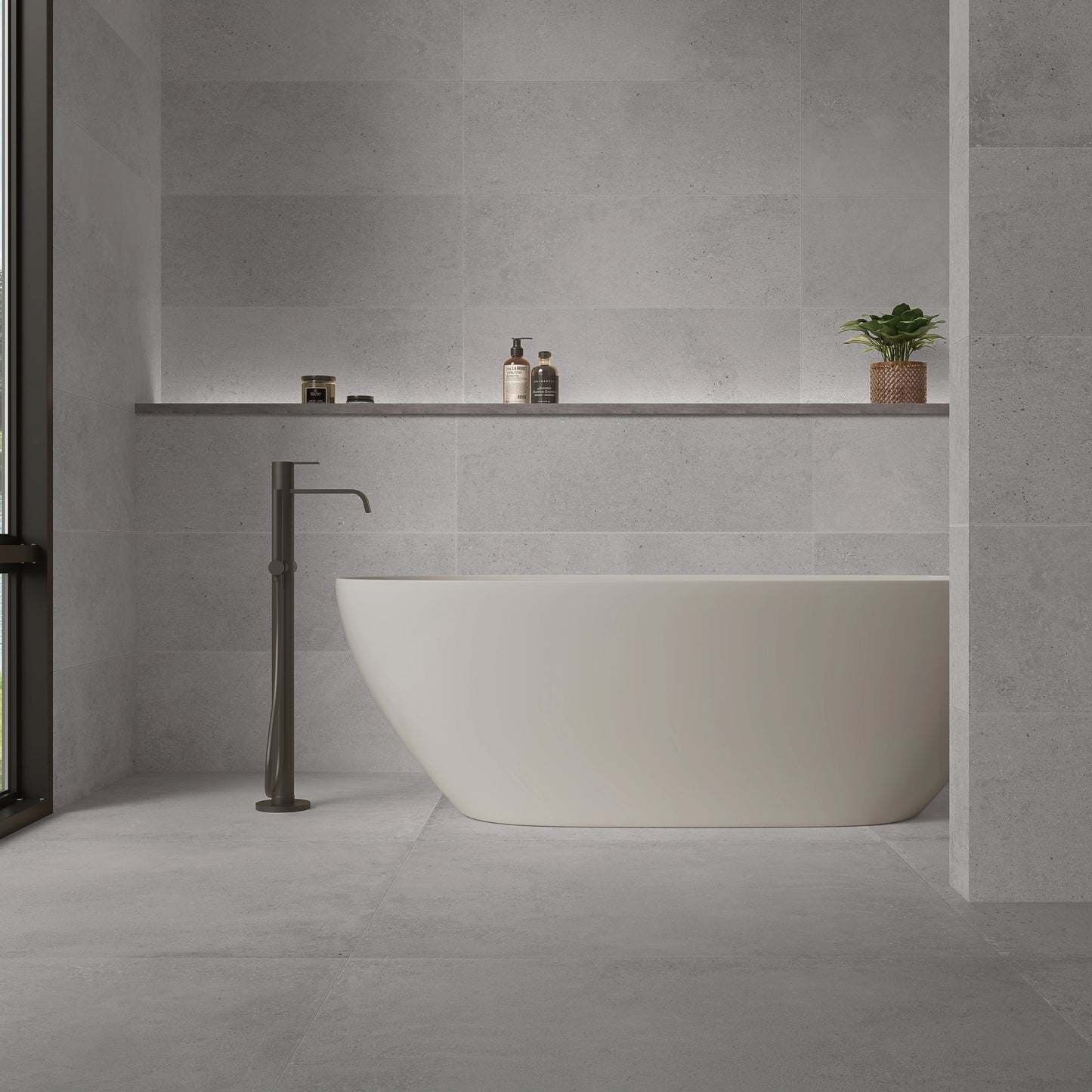 Spain Floor Tiles Besana Grey Ribbed Matt