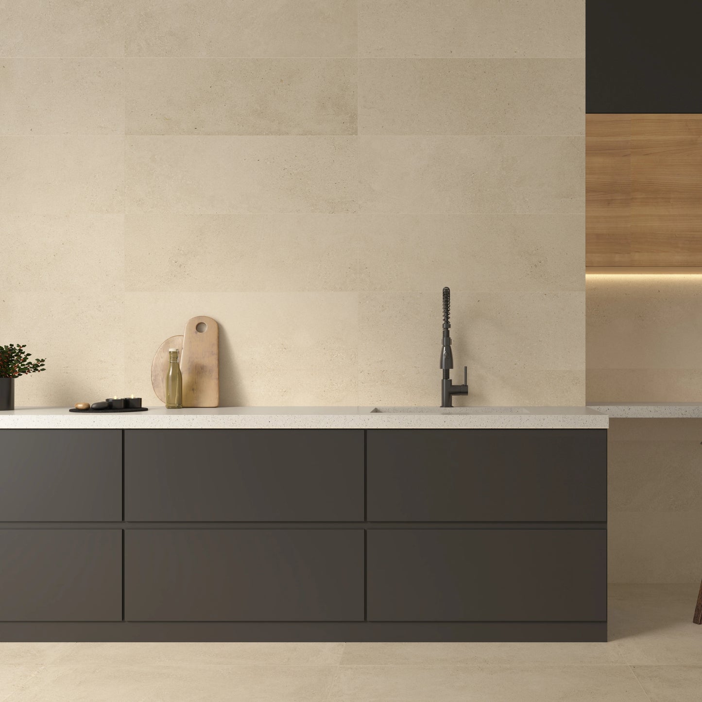 Spain Floor Tiles Besana Bone Ribbed Matt