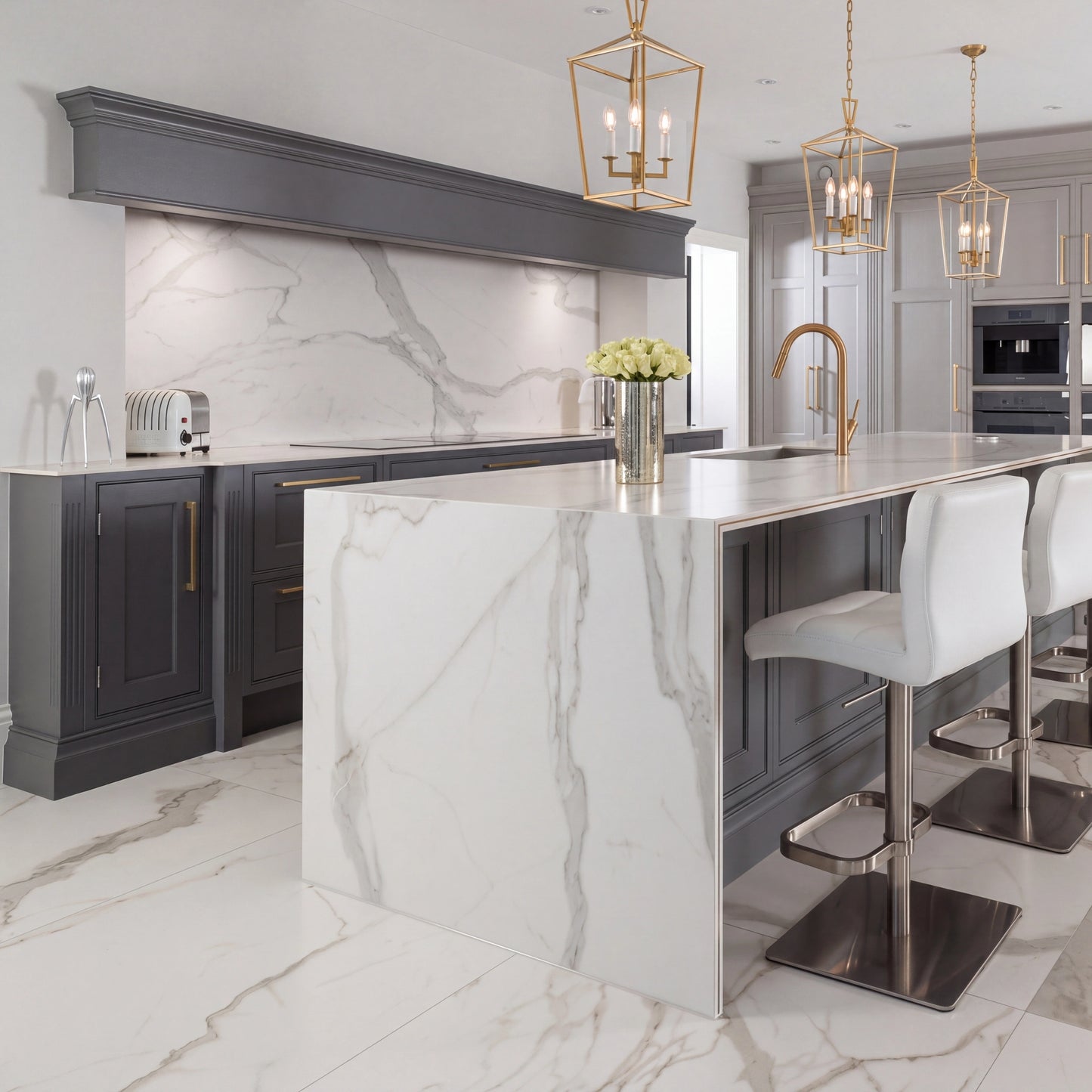 Spain Slab Techlam Kalos Bianco Polished Book Match