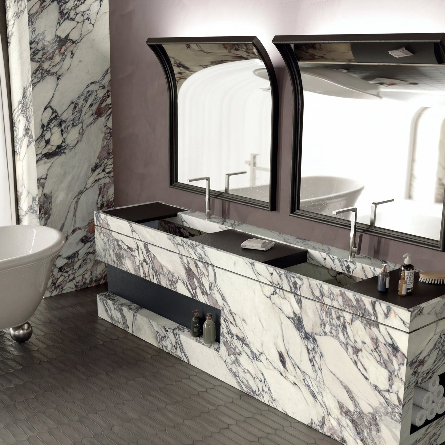 Italy Slabs Vero Arabescato Viola Bookmatch Polished