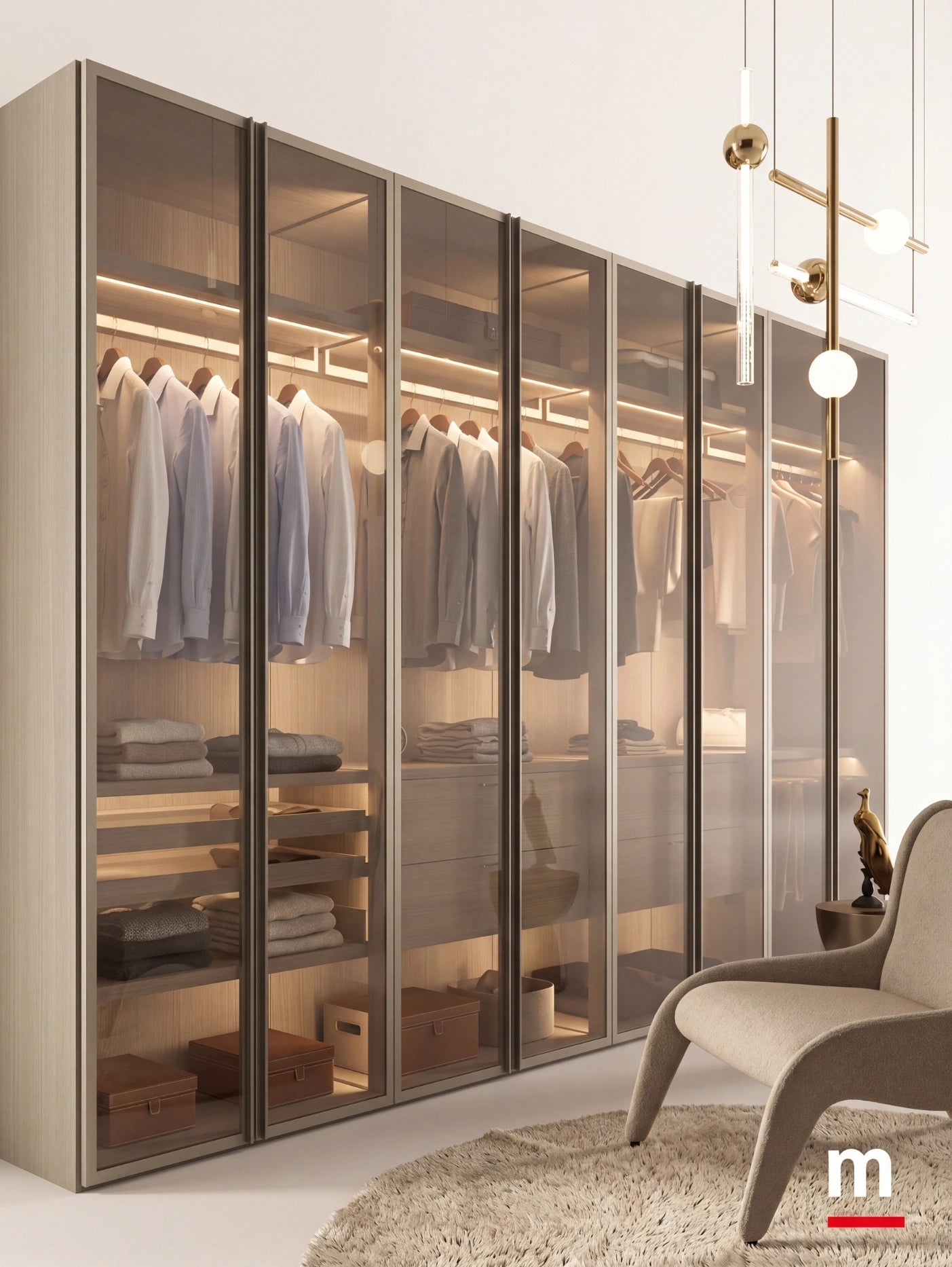 Shoulder Cabins Antares Walk-in Closet Glass Hinged Doors A125