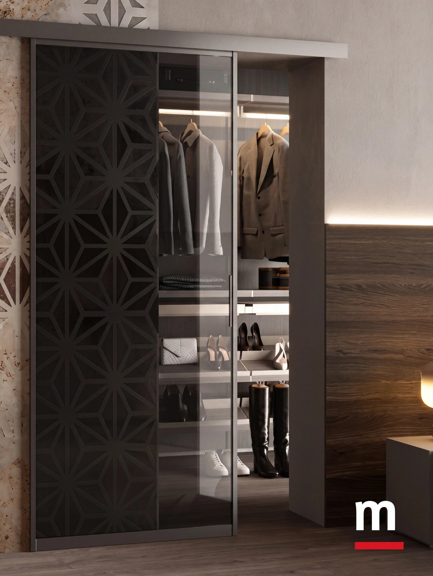 Portals Sliding Portal With 1 Glass Leaf with Wall Track P625