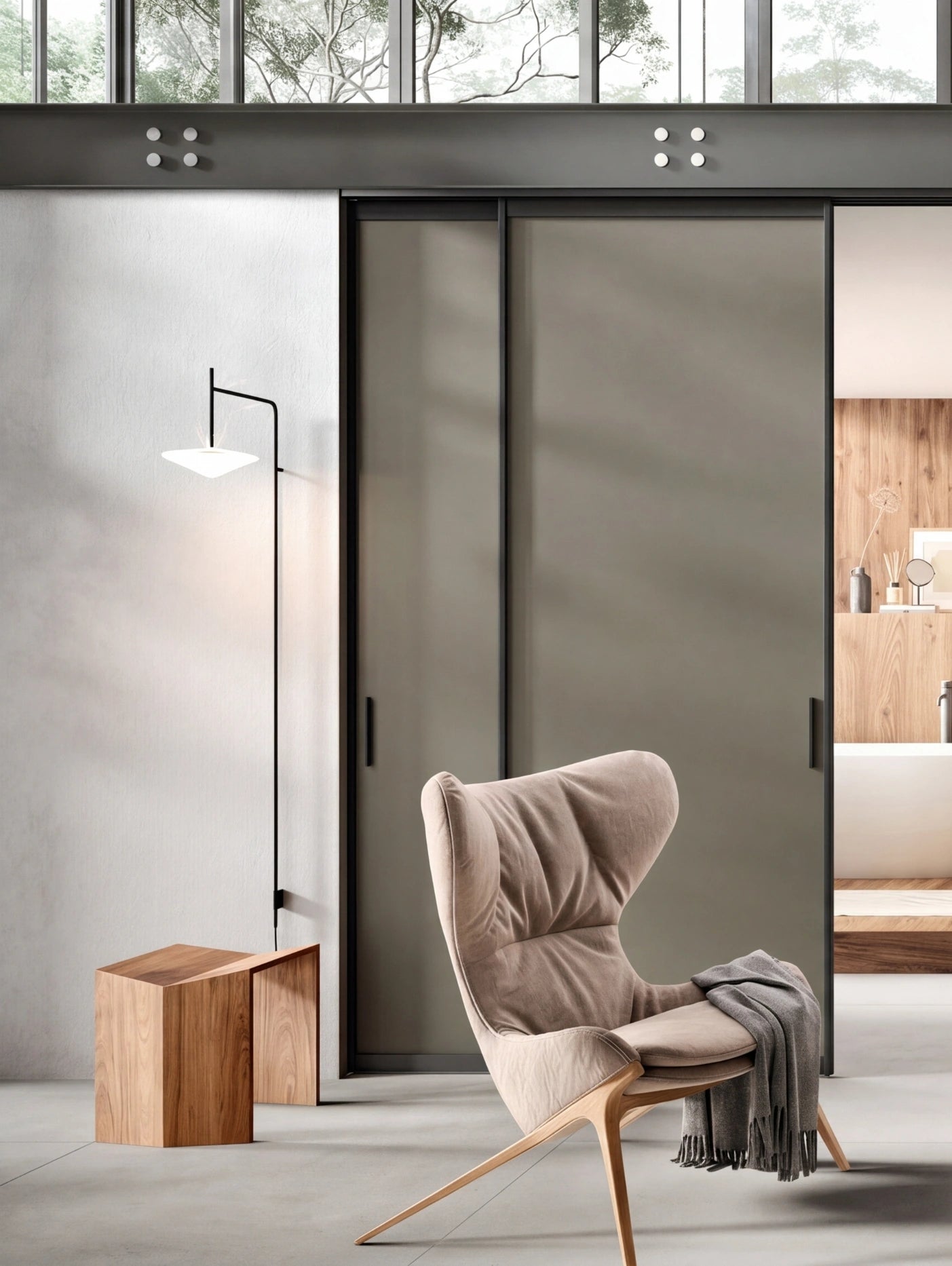 Portal With Lacquered Sliding Doors With Ceiling Rails P626