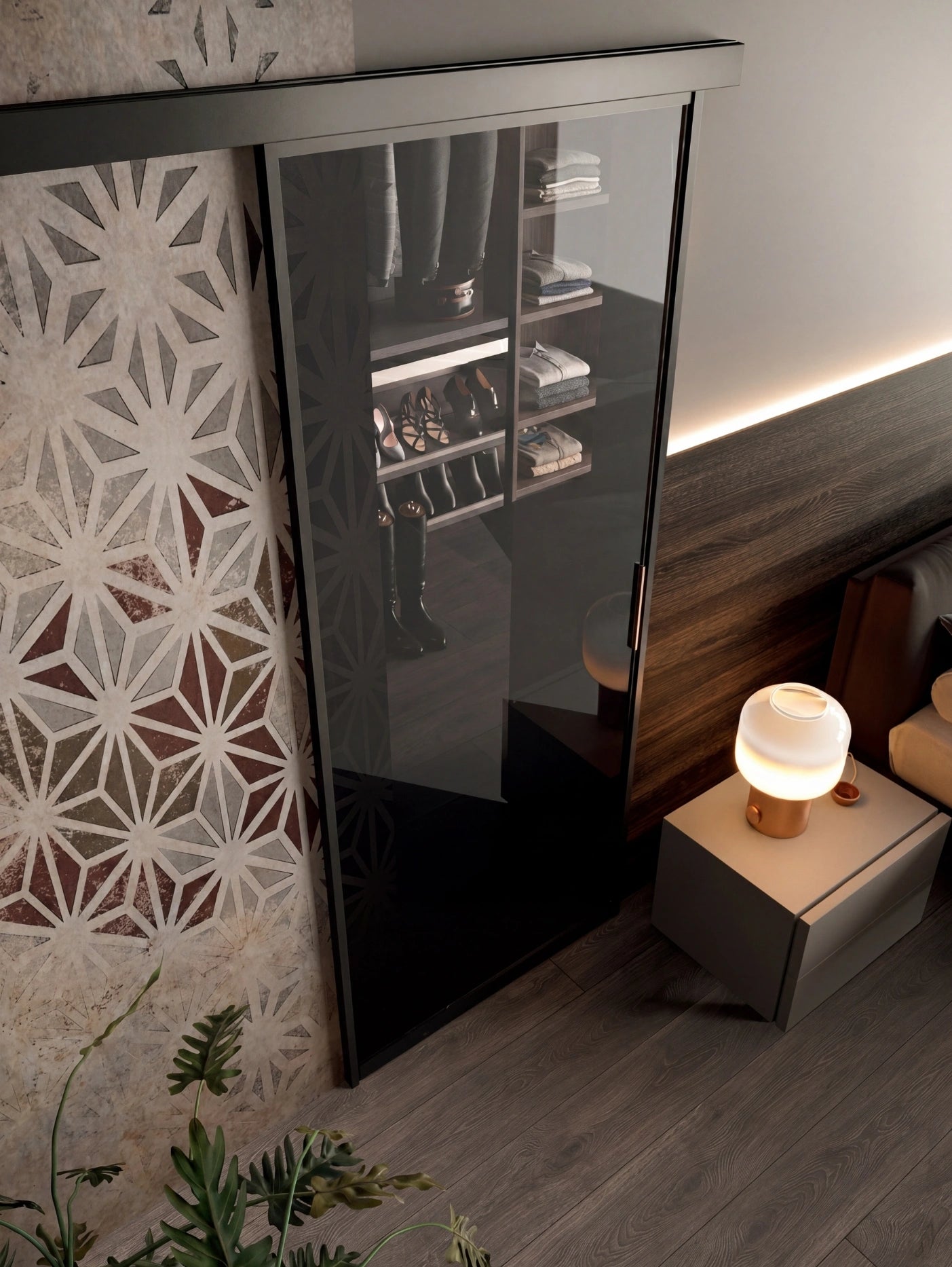 Portals Sliding Portal With 1 Glass Leaf with Wall Track P625