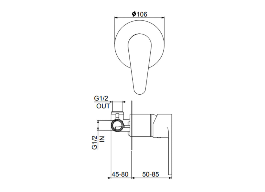Kera Built-In Shower Mixer – Round Thin Plate