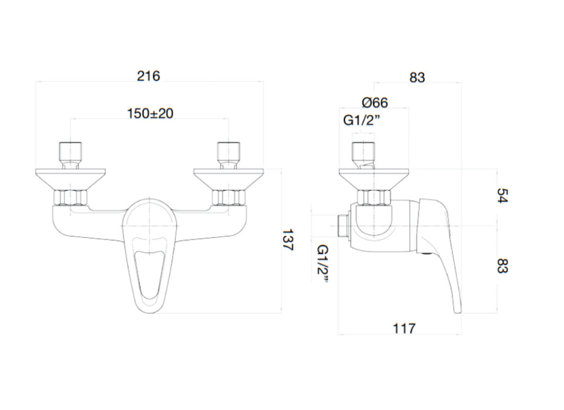 Planet External Shower Mixer without Shower Set