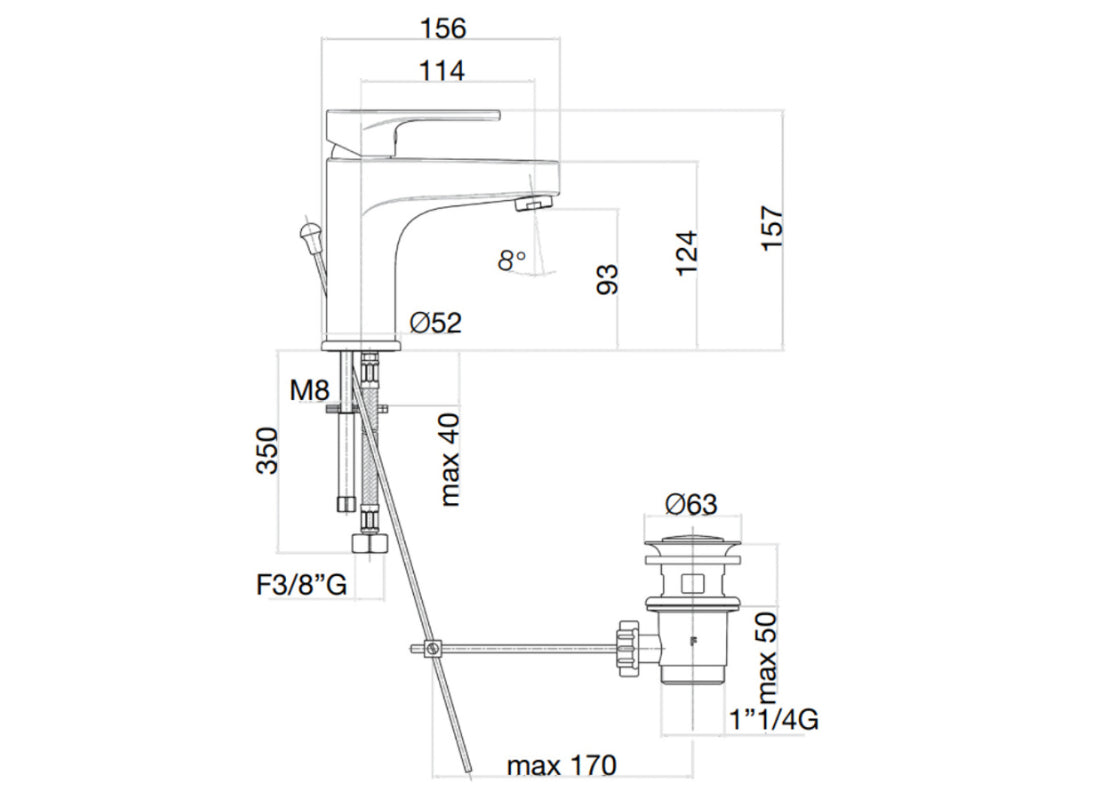 Sirio Basin Mixer with Pop-Up Waste