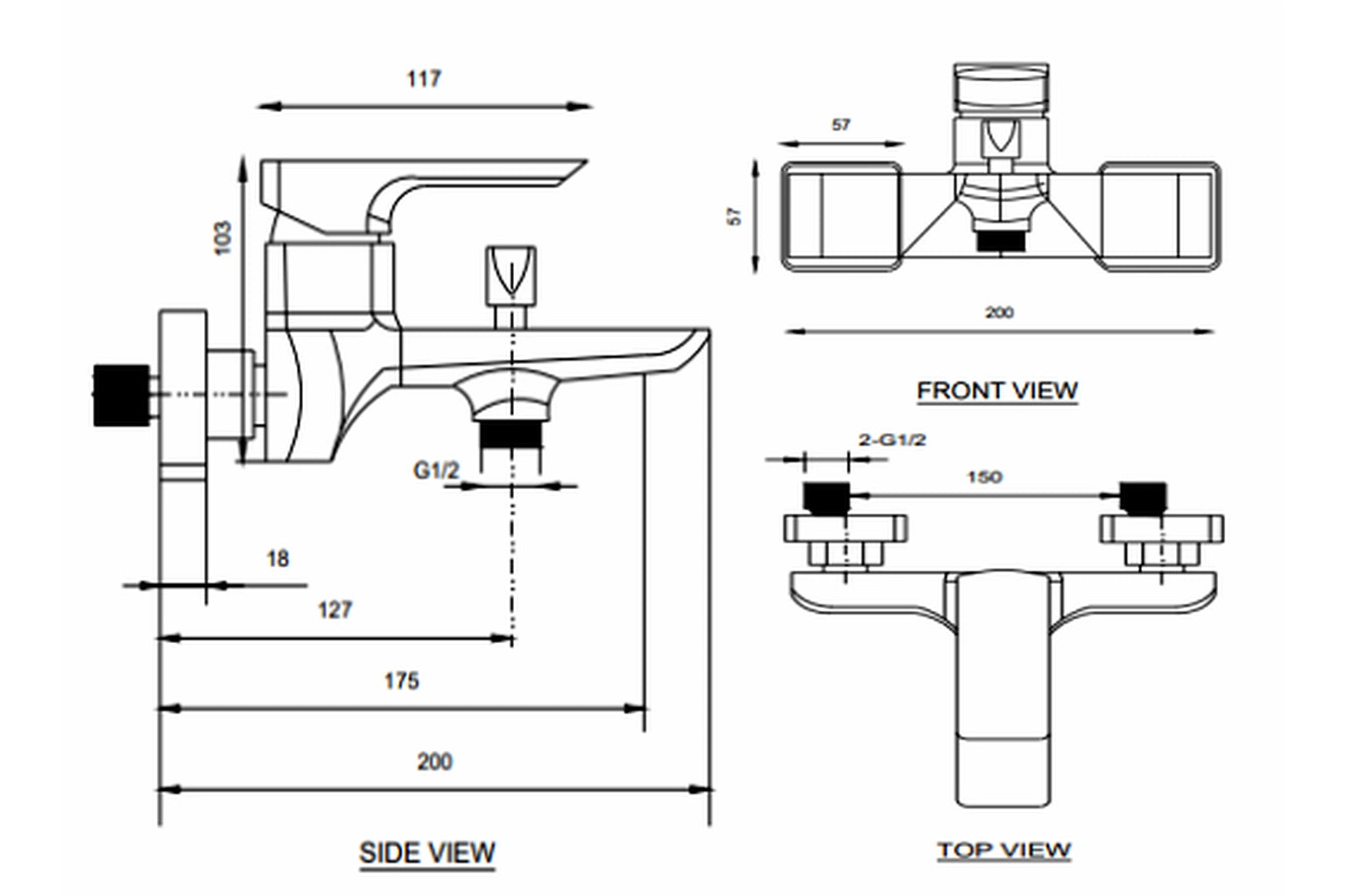 Sapphire Bath Shower Mixer with Shower Set