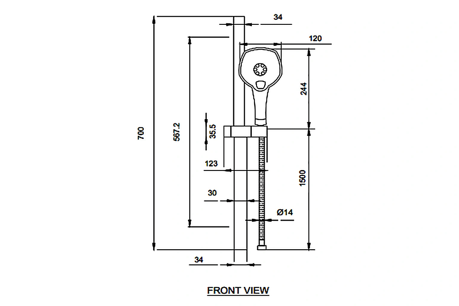 Sapphire Sliding Bar with Square Hand Shower Complete Set