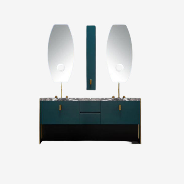 Opal Solid Oak Double Bathroom Vanity with Marble Top 1800mm