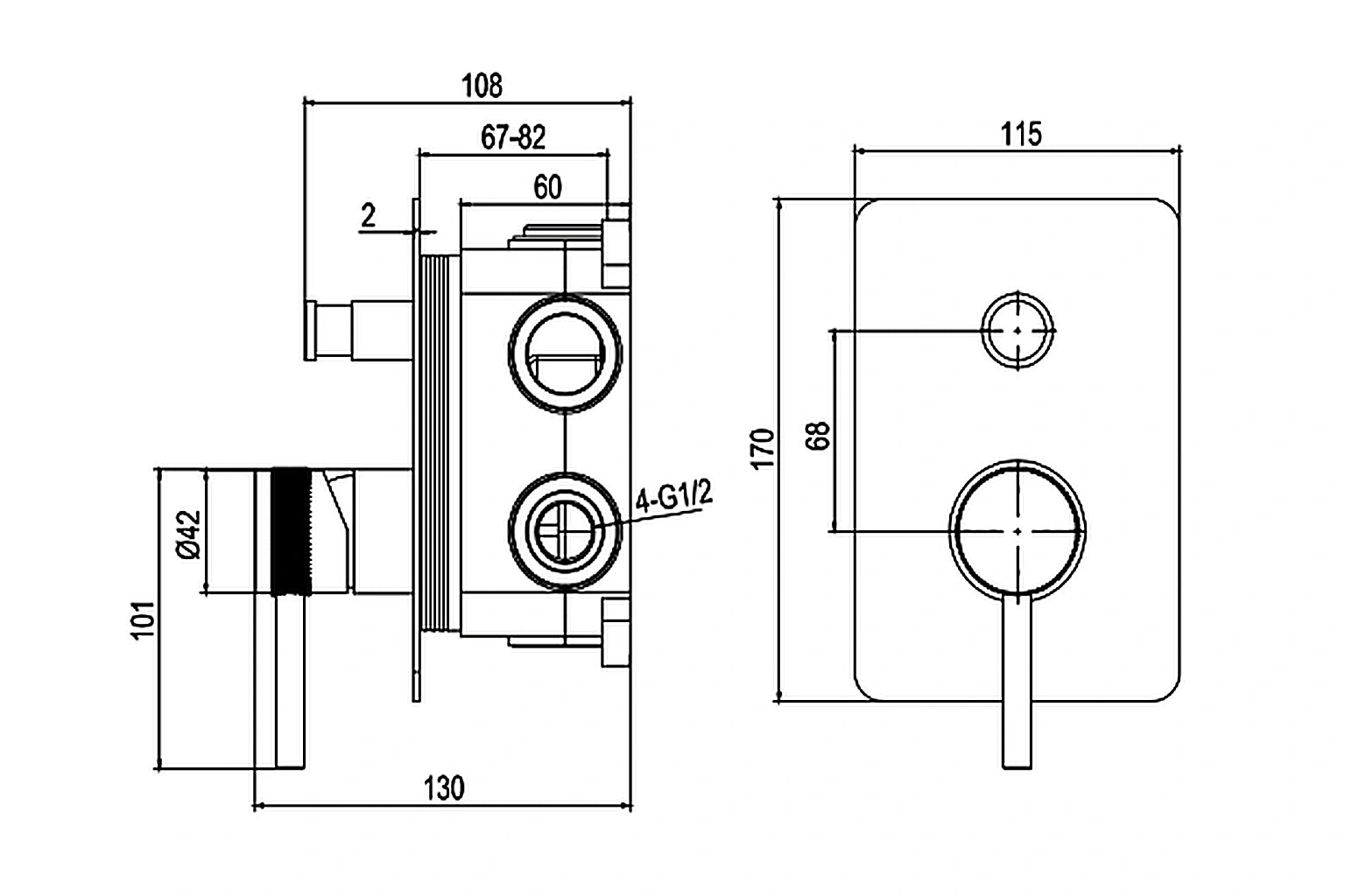 Spain Concealed Shower Mixer with Diverter