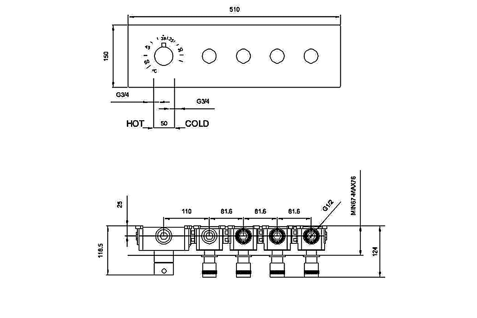 Spain Concealed Thermostatic Shower 4 Ways