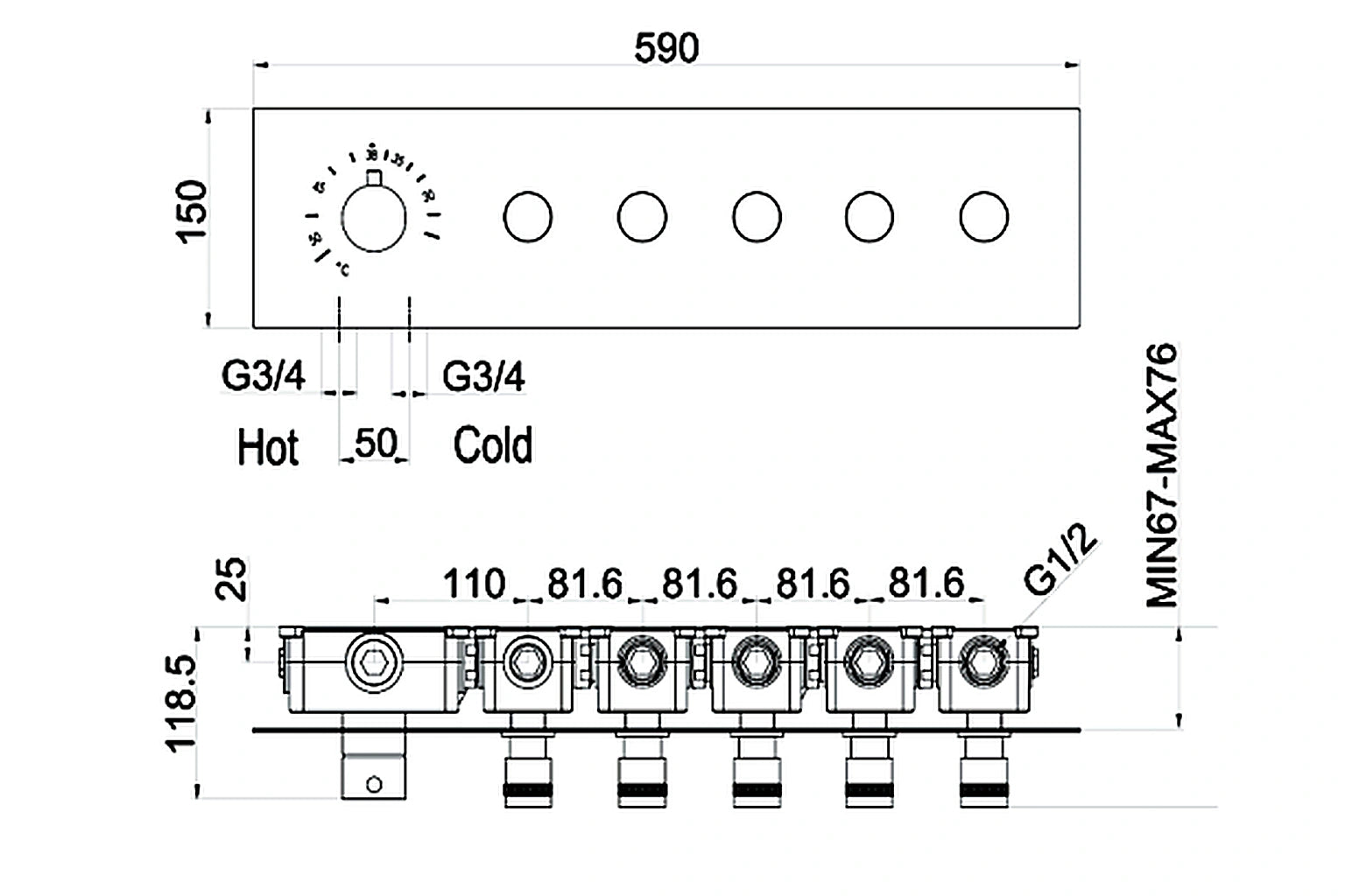 Spain Concealed Thermostatic Shower 5 Ways