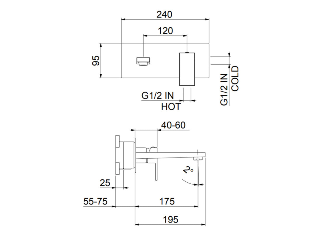 Kube Wall Basin Mixer – Single Plate