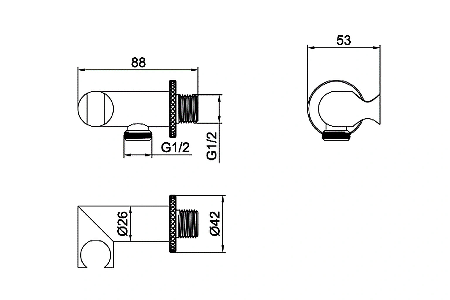 Spain Shower Set Wall Bracket with Wall Outlet