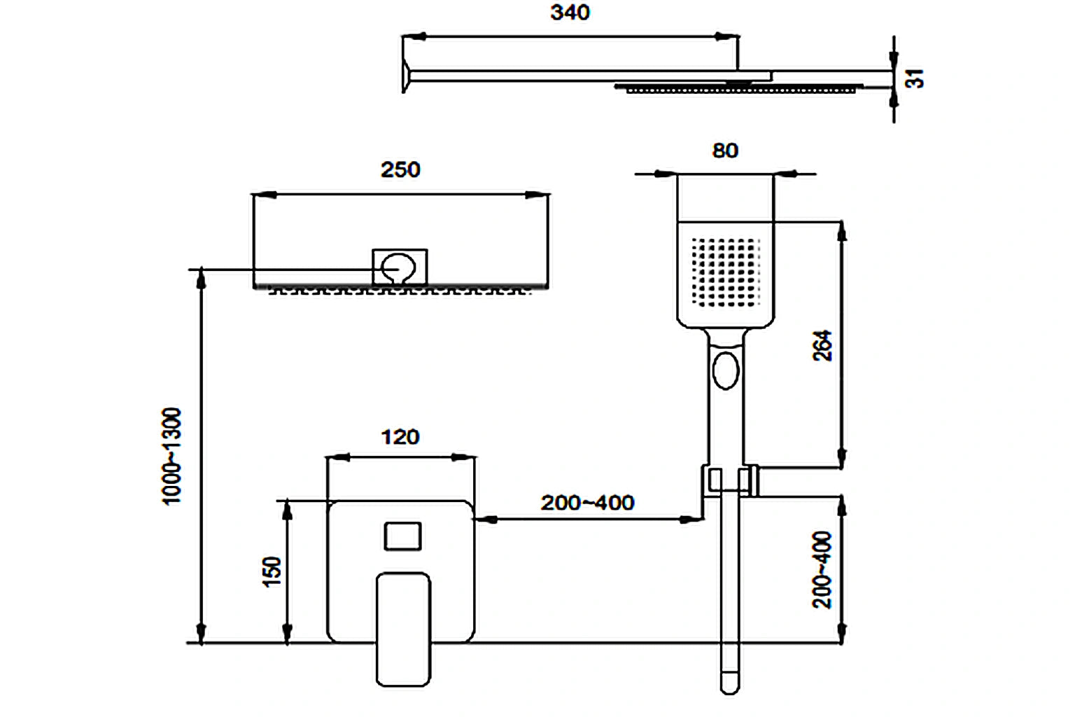 Sapphire Two Way Concealed Shower Mixer Complete Set