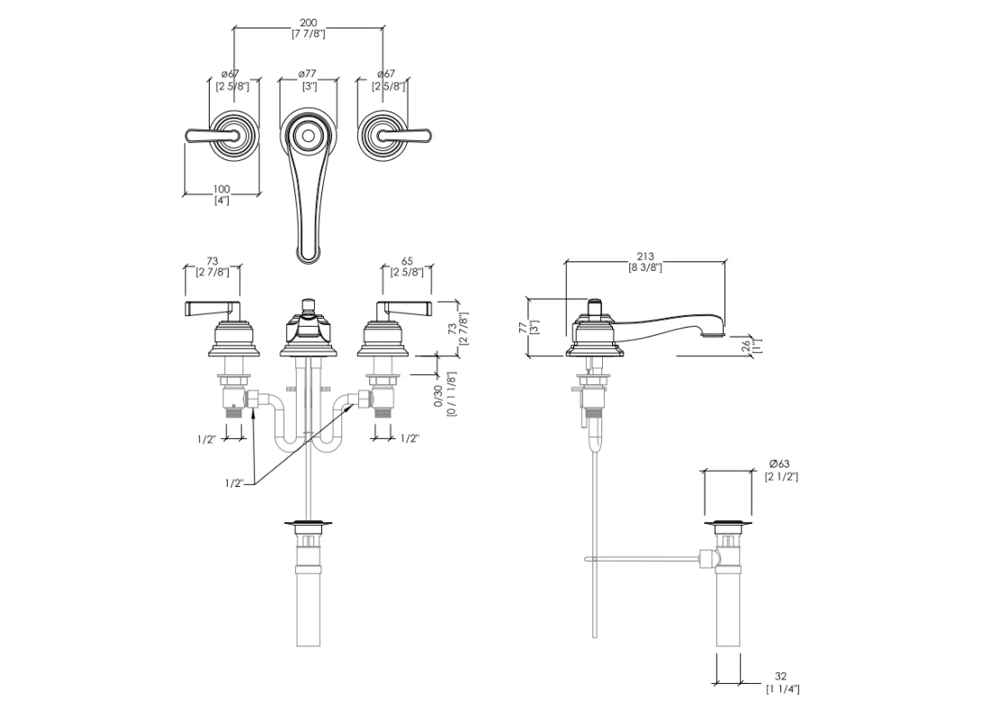 Manhattan 3-Hole Basin Mixer – Light Gold