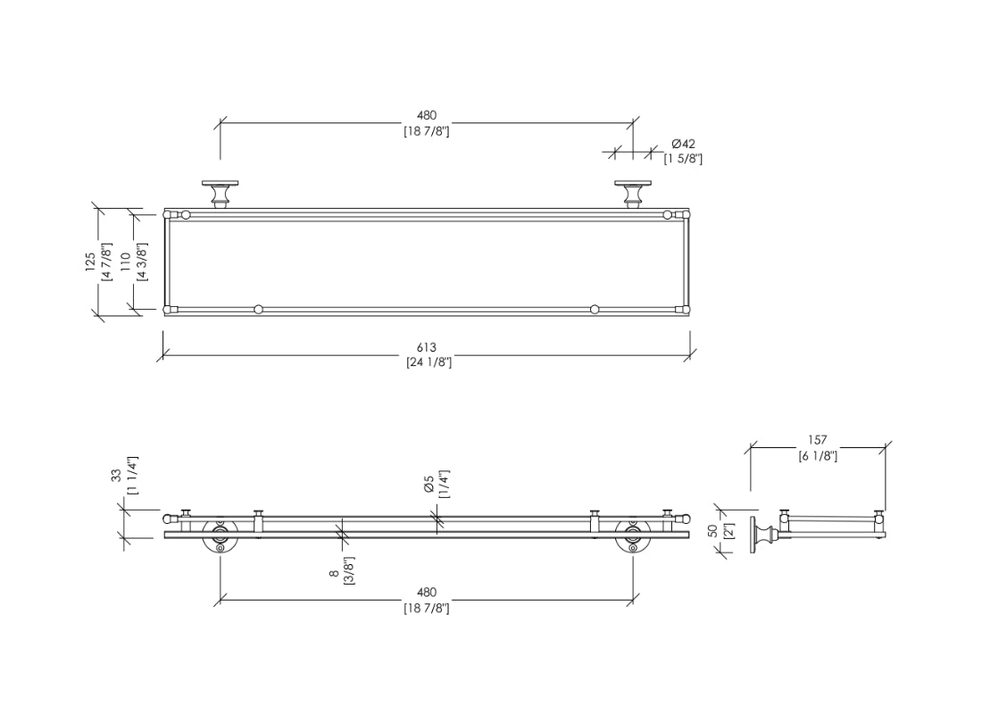 First Class Glass Shelf with Border