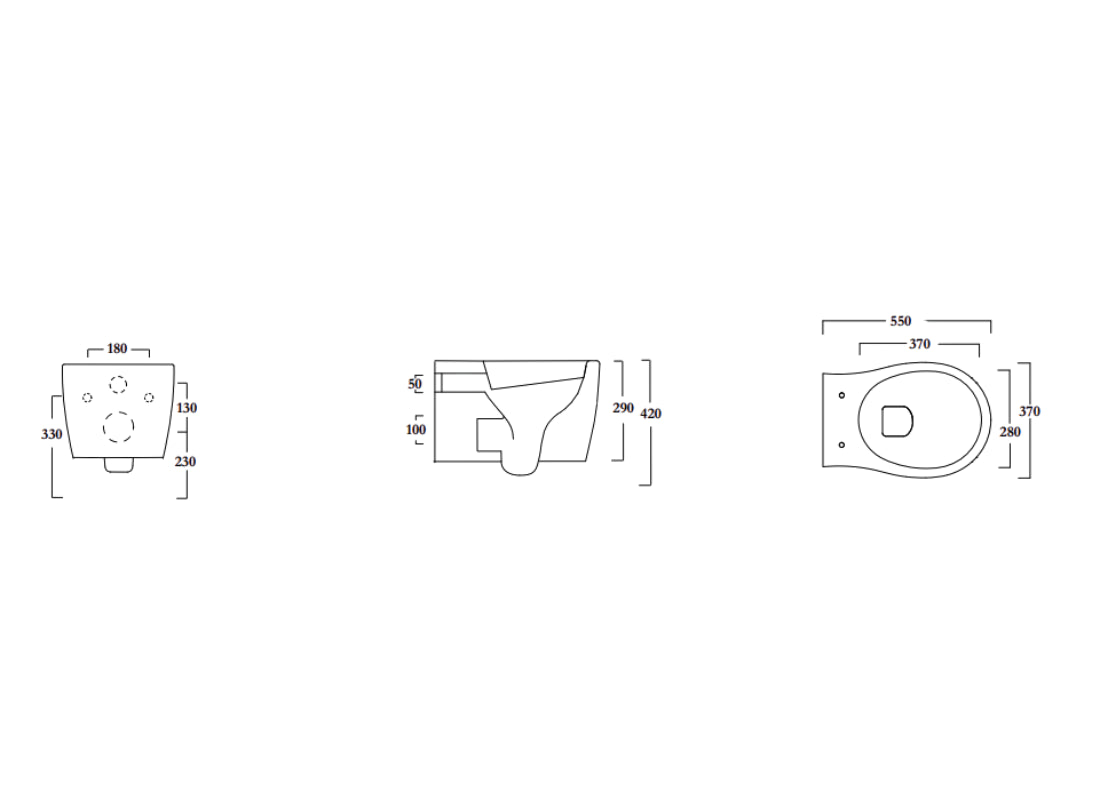 FORMOSA 2.0 Rimless Wall Hung Water Closet, White 55×37 cm