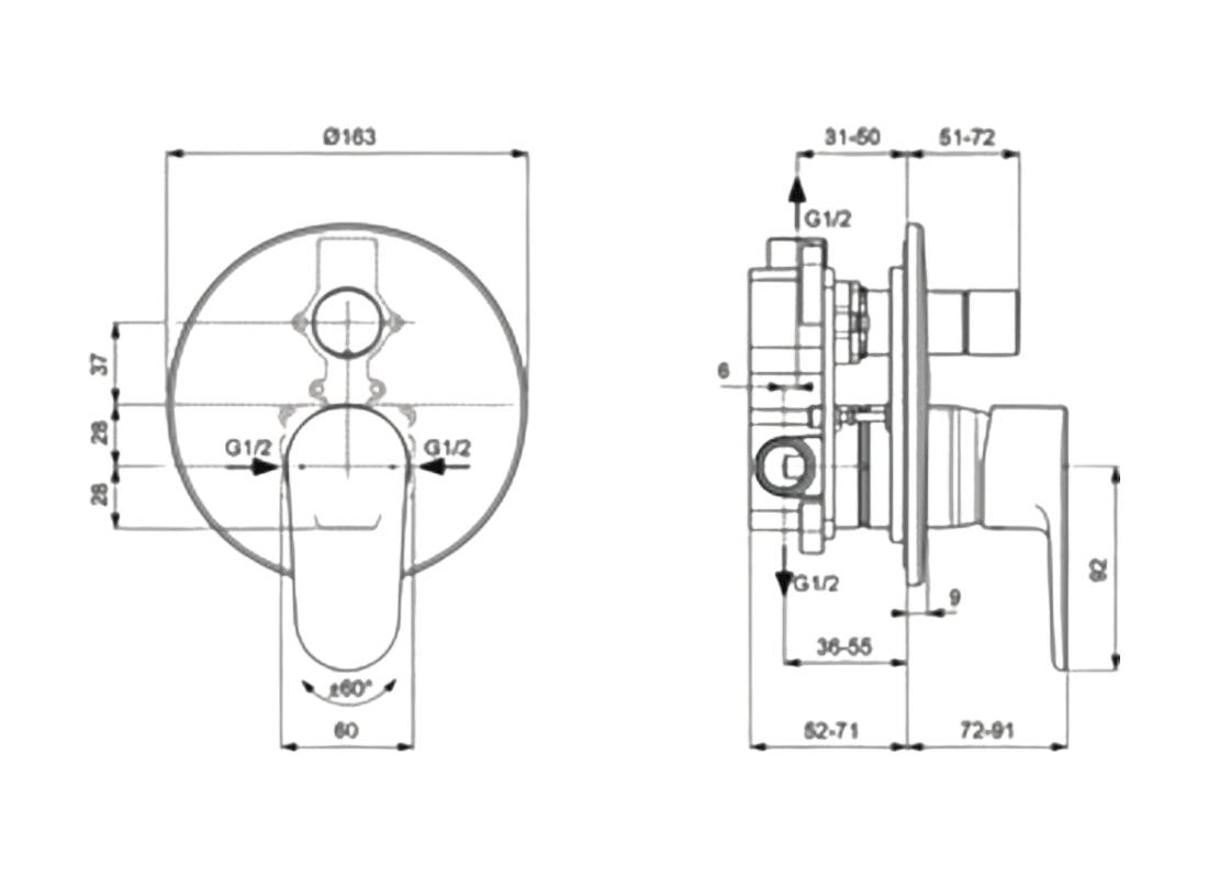 Cerafine O Built-In Bath & Shower Mixer