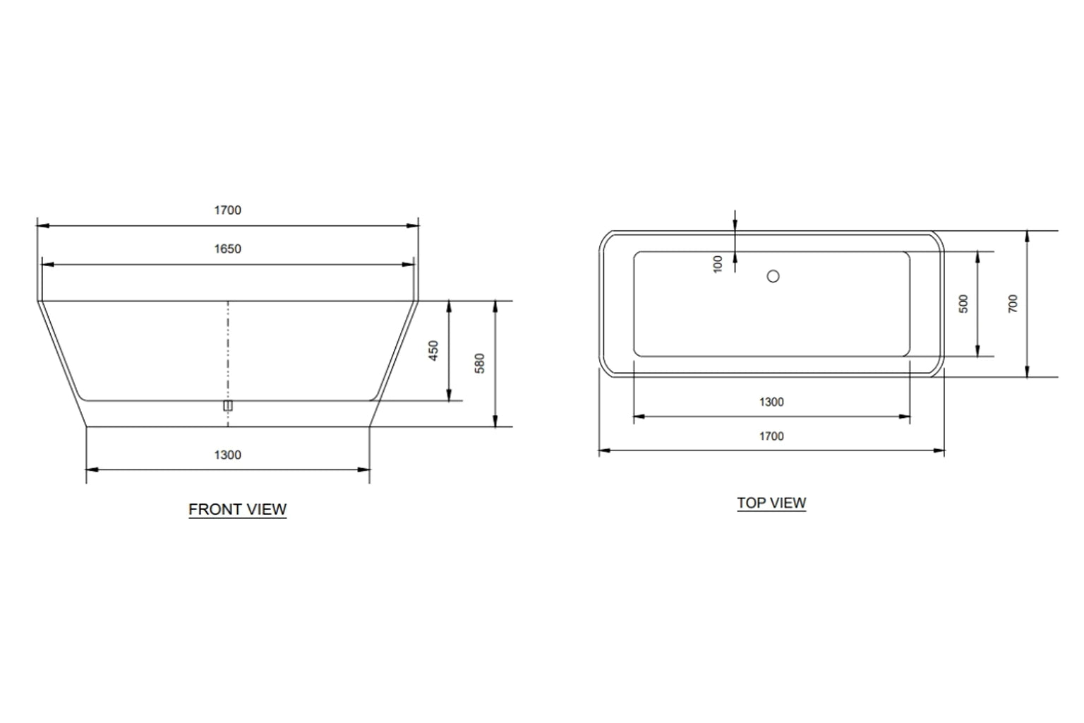 Sapphire Acrylic Bathtub with Pop Up Drainage Parts and Plastic Siphon