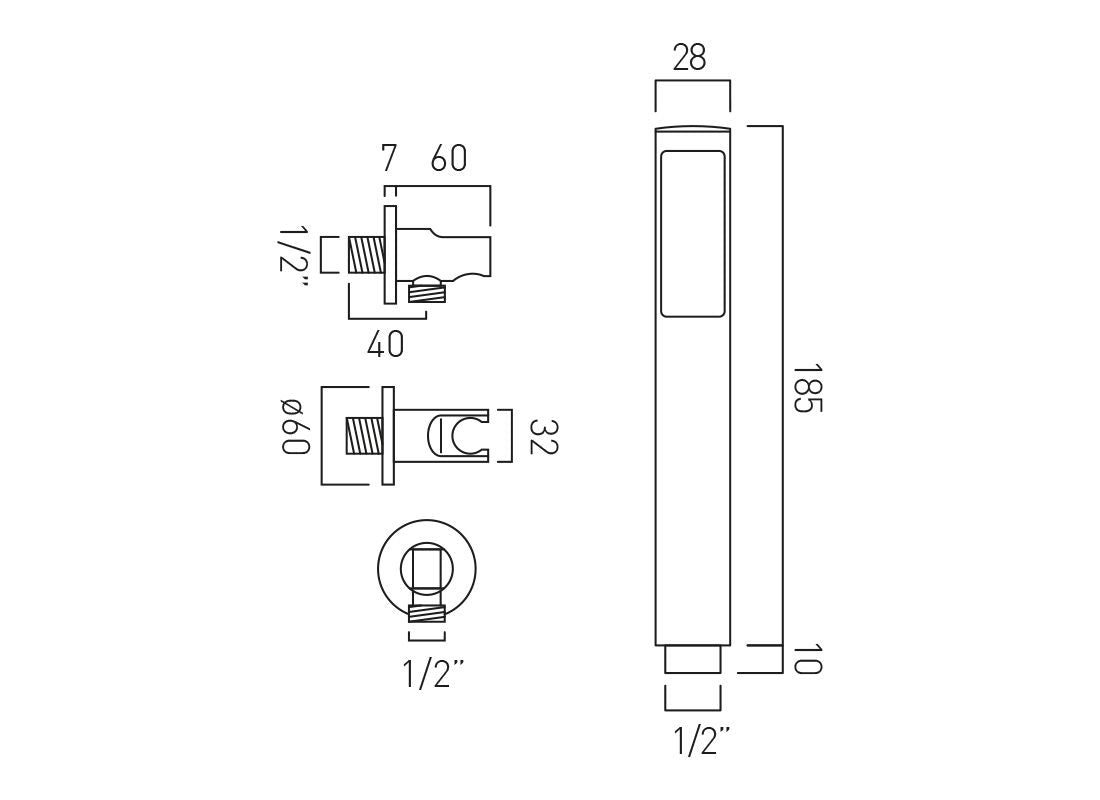 Hand Shower Single Function with Hose and Bracket with Integrated Outlet
