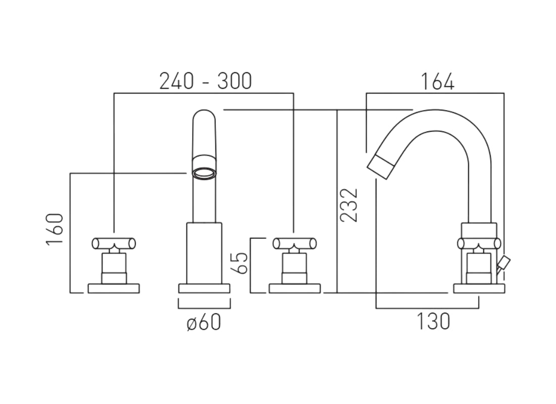Elements 3 Hole Deck Mounted Basin Mixer with Pop‑Up Waste