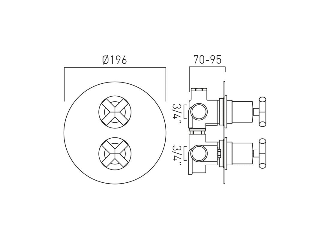 Element Thermostatic DX-Valve - 2Outlet 2Handle