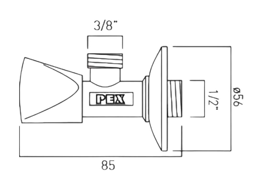 Pex Angle Valve with Tricorn Handle