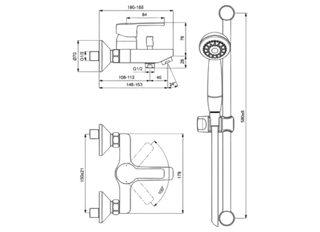 IdealStream Exposed Bath Shower Mixer Set