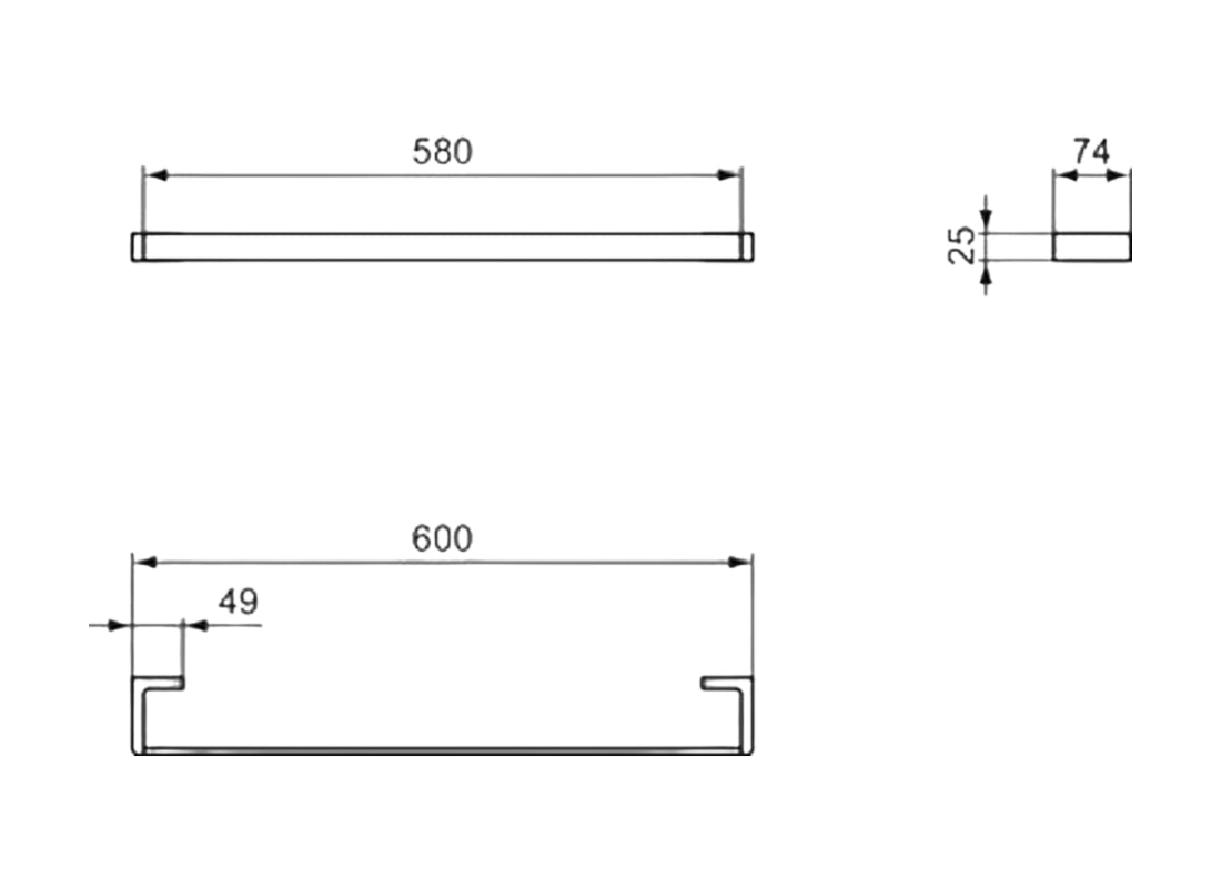 Conca Towel Rail 600mm Square