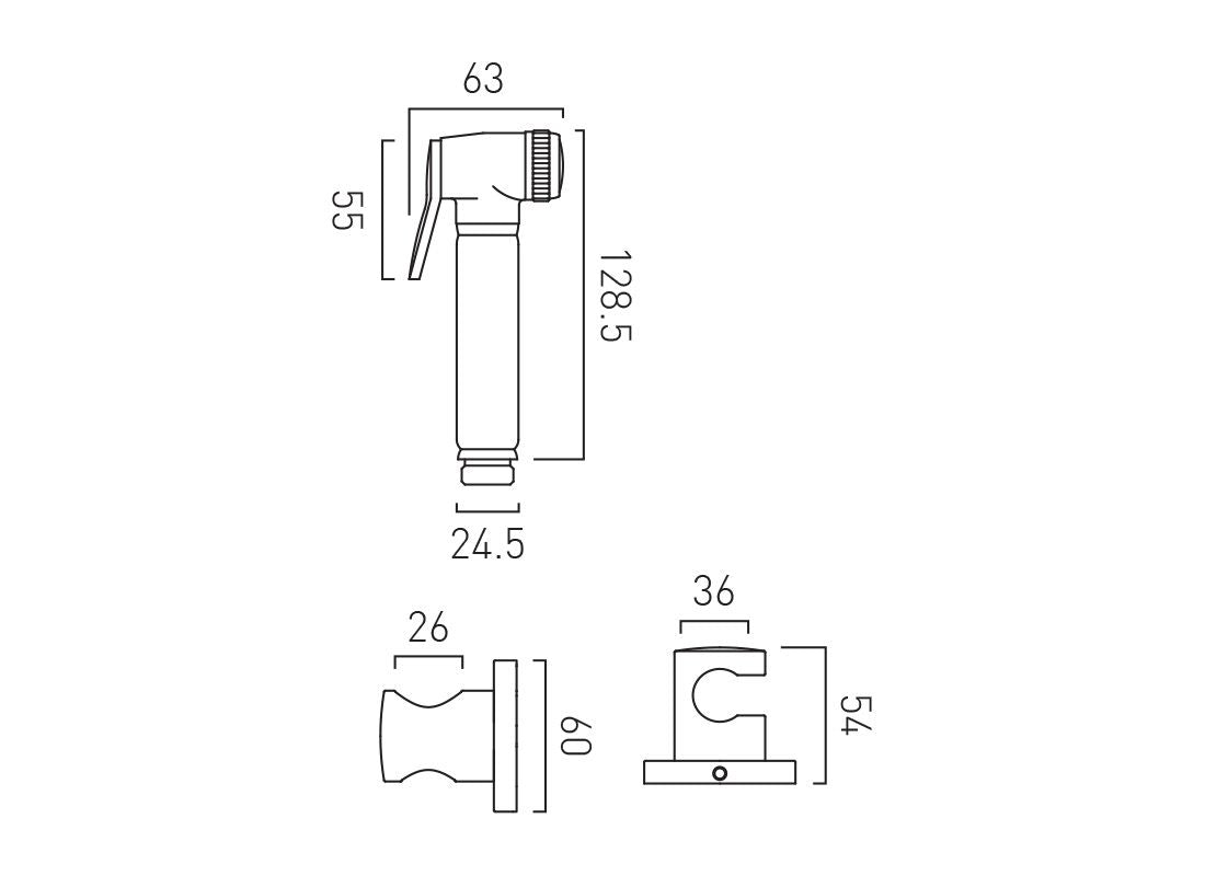 Shattaf Handset Hose and Wall Mounted Bracket