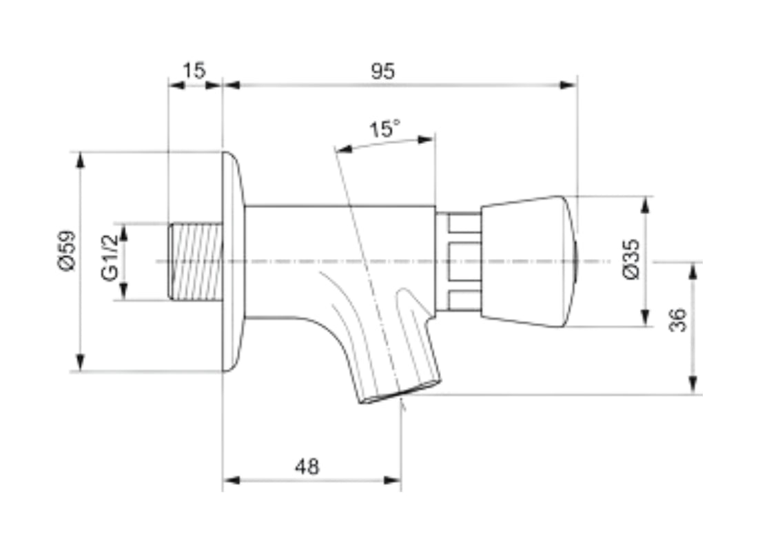 Alpha Self-Closing Basin Tap Wall-Mounted