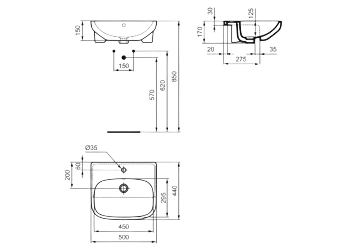 i.Life A Semi Countertop Basin 50cm
